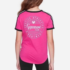 NWT Justice Gymnasts Stripe Sleeve Tee